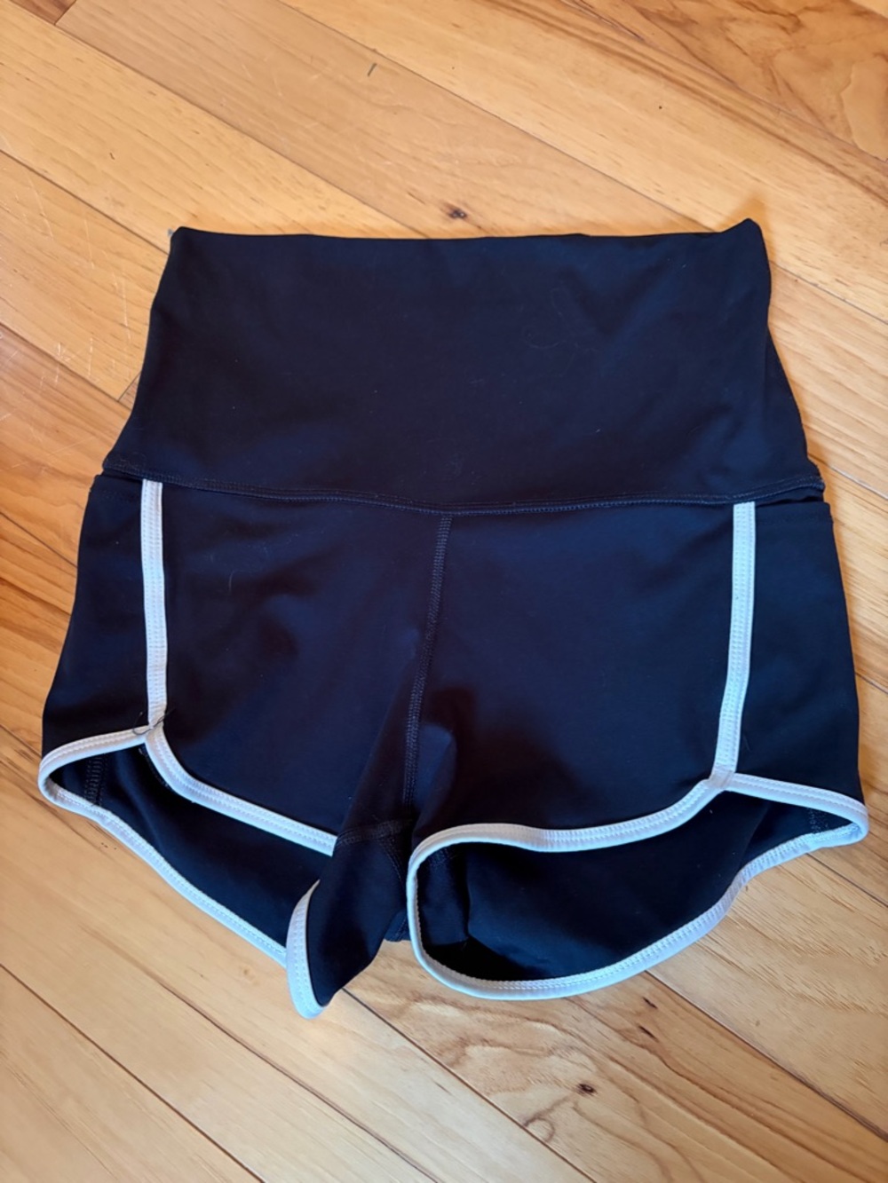 Free people movement Black High-Waist Performance Women’s Shorts with White Trim